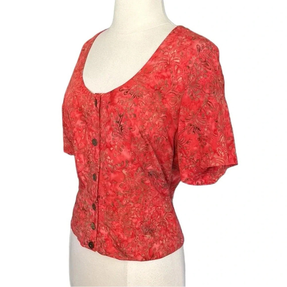 GO FISH Watercolor Art to Wear Button Up Top, S - Picture 4 of 13